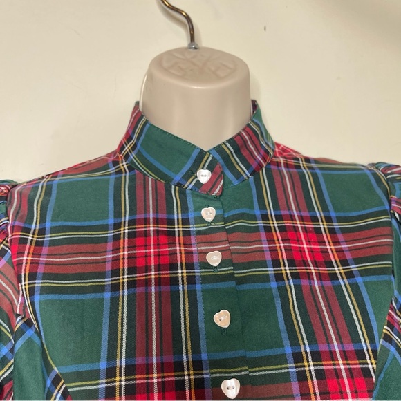 BURU plaid puff sleeve heart buttons - S - Picture 9 of 10